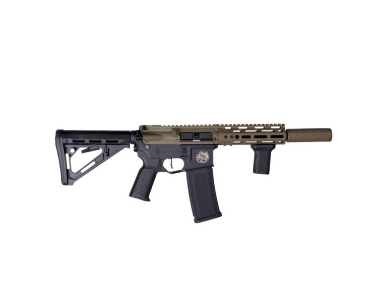 Réplica AEG M4 Saigo Kenji Kensei Short ETU tan vista lateral
