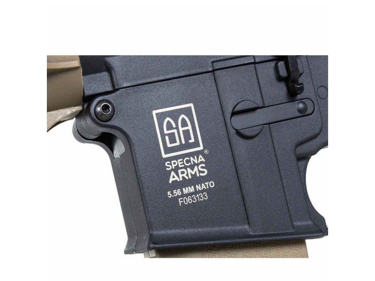 Réplica Specna Arms SA-F01 Flex gen2 X-ASR negro tan grabado número de serie y marcajes