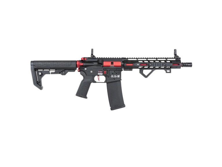 Réplica Specna Arms SA-E39-L EDGE Hal2 Gen2 bluetooth negro rojo vista lateral