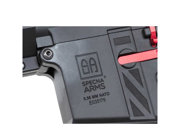 Réplica Specna Arms SA-E39-L EDGE Hal2 Gen2 bluetooth negro rojo vista grabados specna