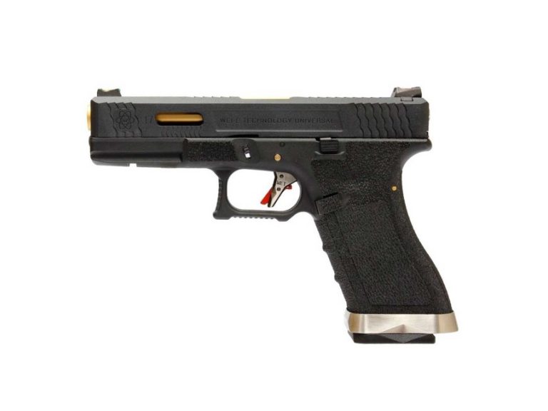 Pistola GBB G17 WE Custom Oro-Negra lateral