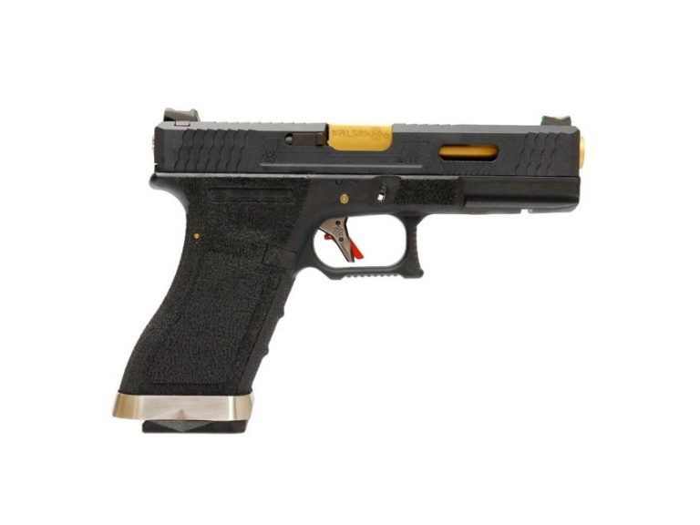 Pistola GBB G17 WE Custom Oro-Negra lateral 2