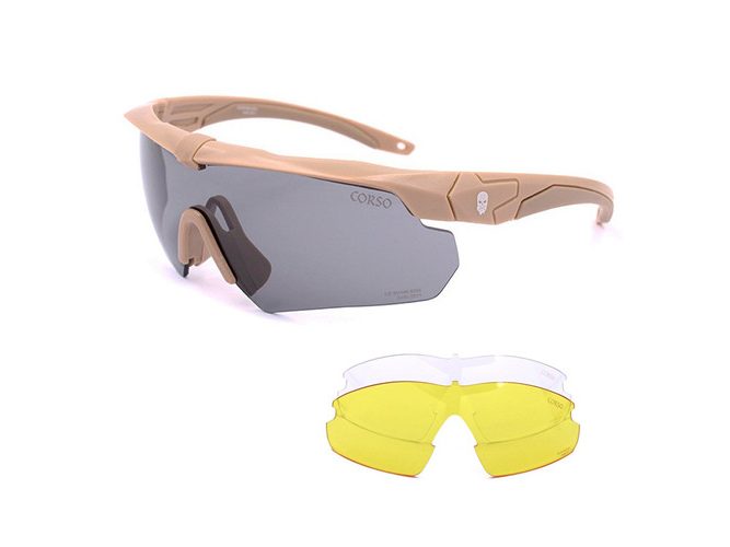 Gafa Corso Revenge Gunner con funda + 3 lentes intercambiables coyote