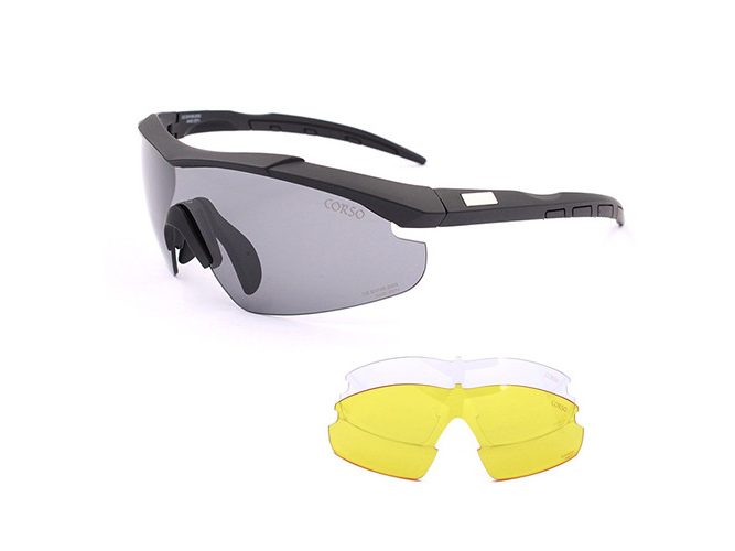 Gafa Corso Revenge Bow 3 con funda + 3 lentes intercambiables negro
