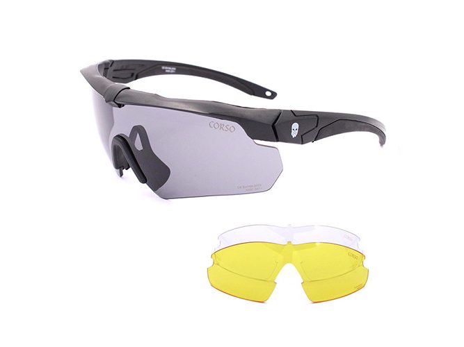 Gafa Corso Revenge Gunner con funda + 3 lentes intercambiables negro