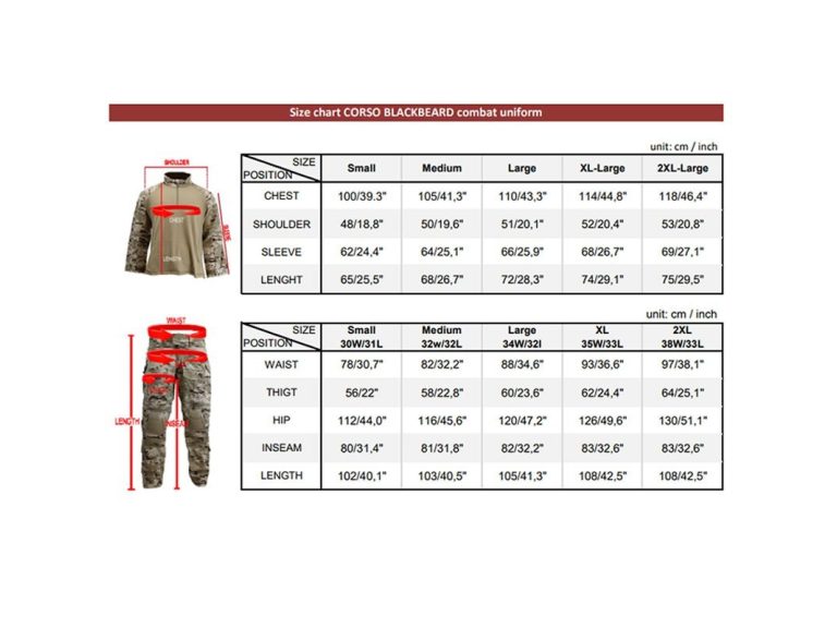Pantalón Corso Blackbeard Combate Mk2 Multicam guias de tallas