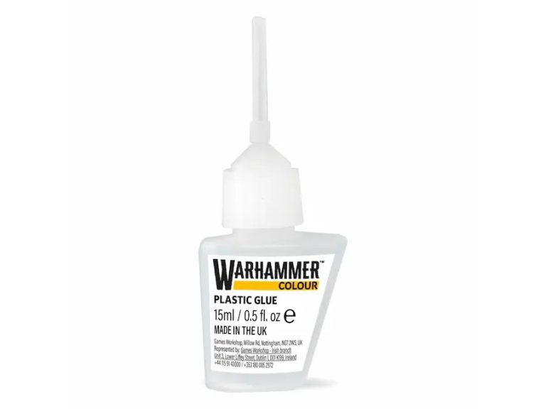 Bote de pegamento Plastic Glue vista frontal Warhammer