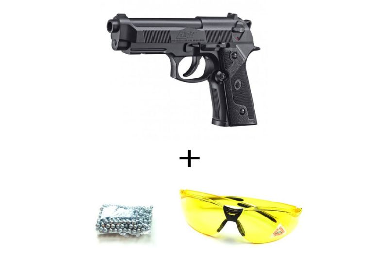 gafas perdigones y pistola