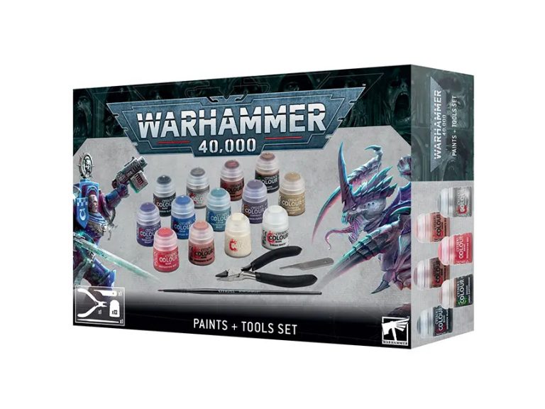 caja set de pinturas warhammer 40000 herramientas
