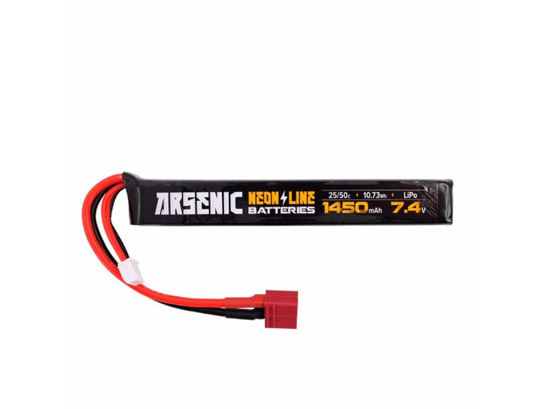 Batería LiPo Arsenic 7.4V 1450mAh 25-50C, formato stick con conector T-Dean.