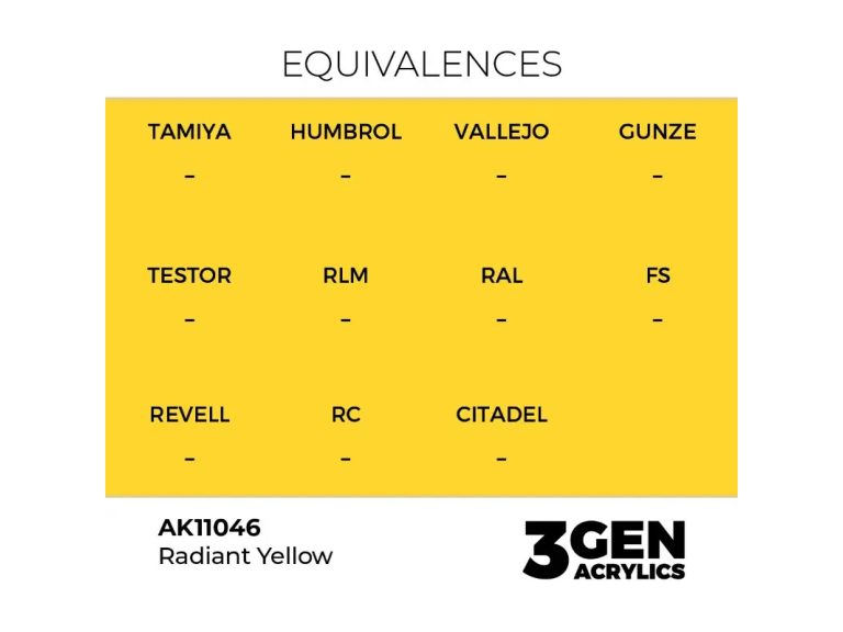 equivalencia Radiant Yellow - AK