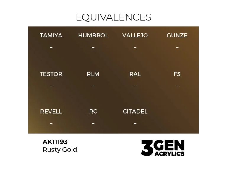 equivalencia Rusty Gold - AK
