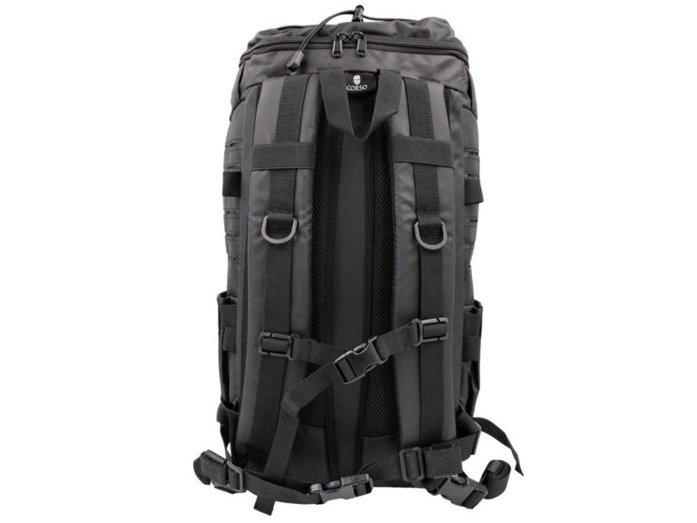 Detalle de compartimento en mochila Corso Rogue laser negra