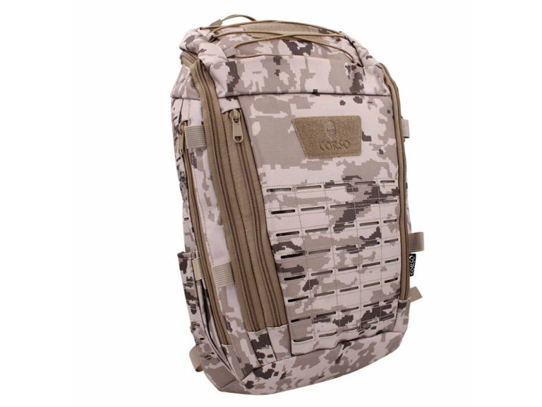 Mochila Corso Rogue laser 30l pixelado arido perfil frontal