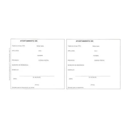 Tarjeta de registro de armas blancas 4ª categoría - 1 unidad