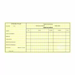 Tarjeta de registro de armas amarilla 4ª categoría - 1 unidad