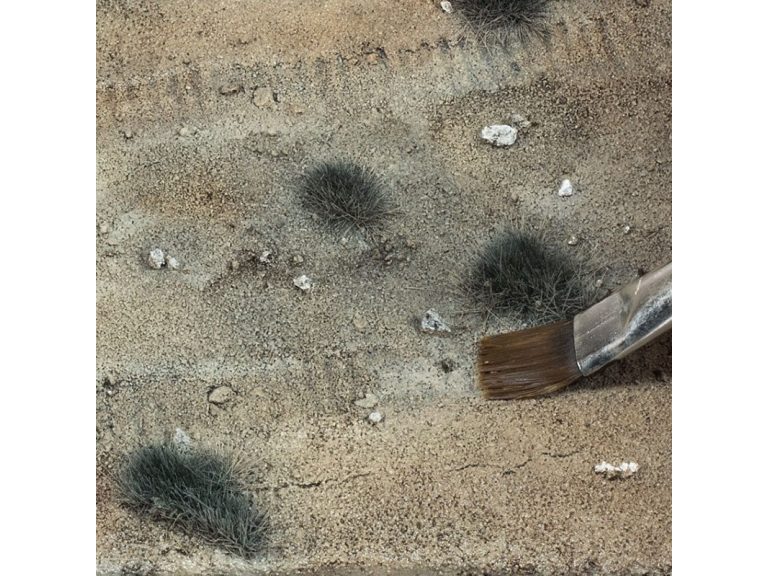 Muestra de textura Dry Ground aplicada en base de diorama