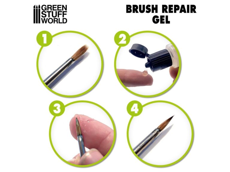 Gel Reparador de Pinceles aplicado en cerdas de miniatura