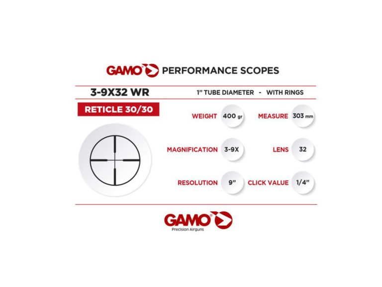 Detalle de las torretas del visor Gamo 3-9x32 WR