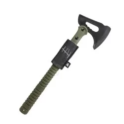 Hacha Pugna Dummy Verde OD de Secutor, ideal para entrenamiento y airsoft, con empuñadura resistente y funda MOLLE.