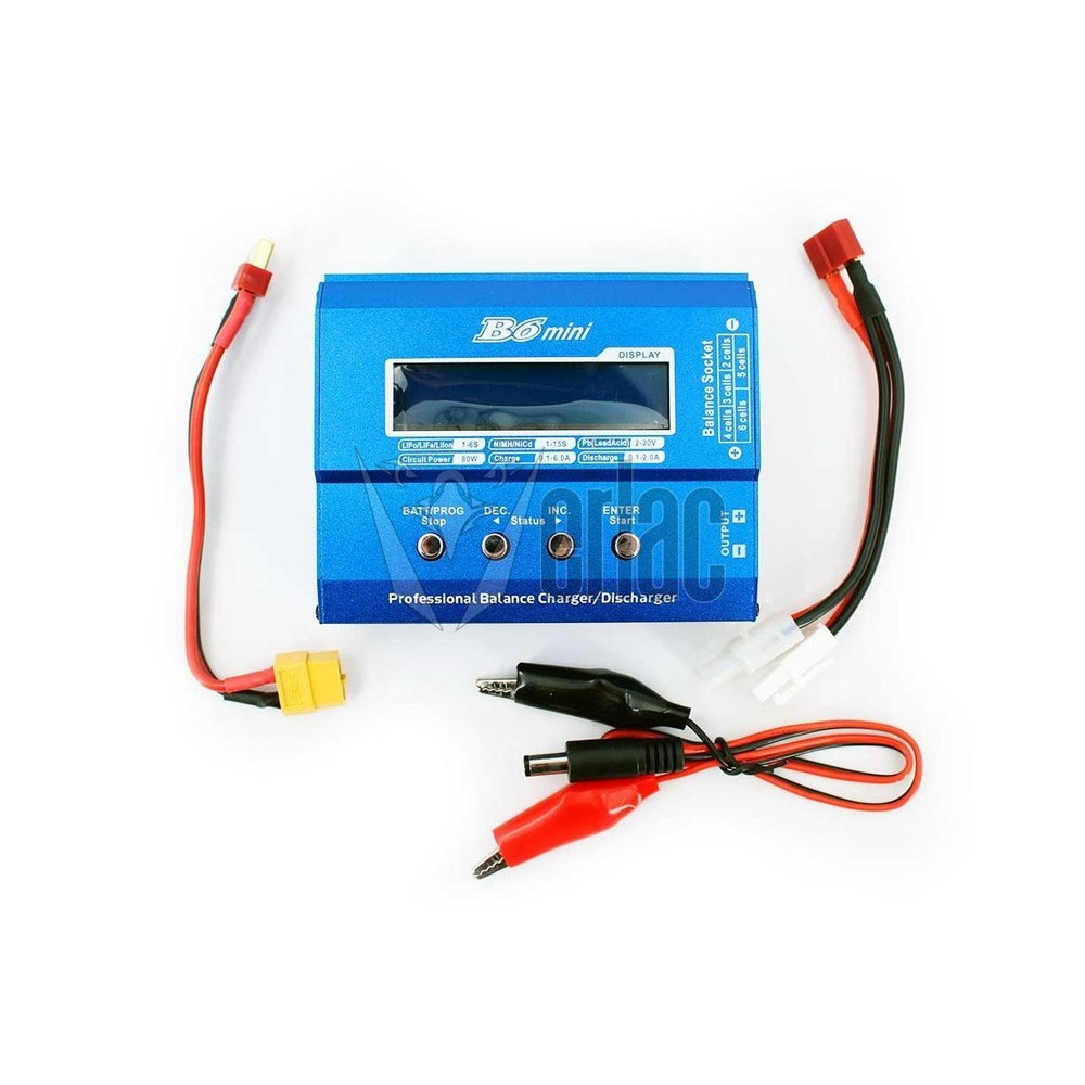 EMEPOVGY 80W Balance Charger Discharger for LiPo/Li-Ion/Life Battery (1-6S), NiMH/NiCd (1-15S), Hobby LED RC Balance Charger with Power Adapter (2A 20V