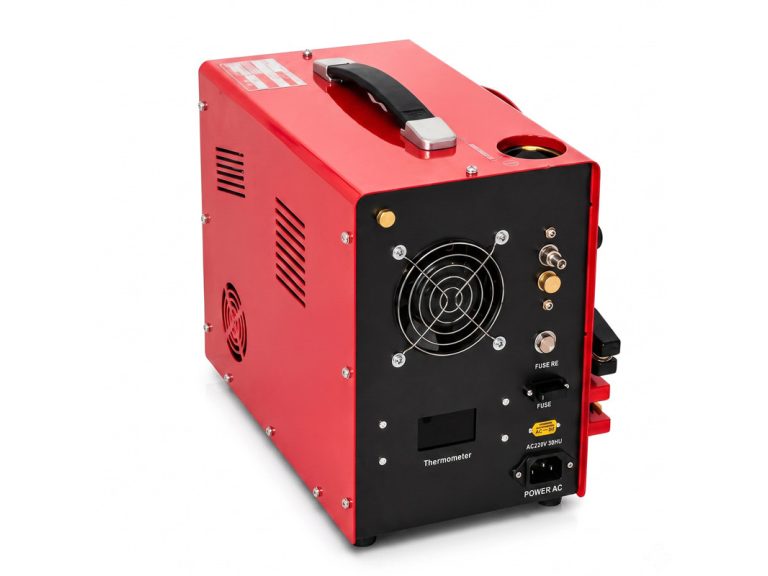 Compresor Eléctrico Zasdar V7 a 12 v/220 v. PCP 300 BAR vista trasera