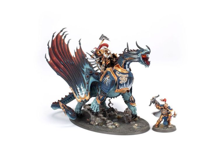 Lord Celestant en Stardrake montado y a pie