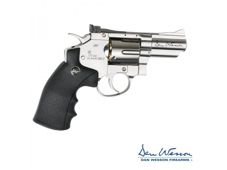 Revólver ASG Dan Wesson 2.5" 4.5mm Plata Co2 lado