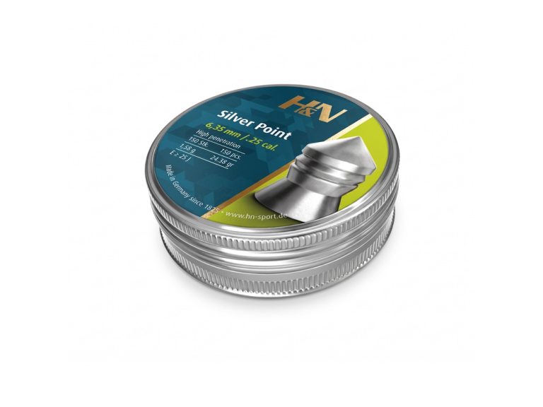 Balines H&N Silver Point 6,35 mm vista frontal lata