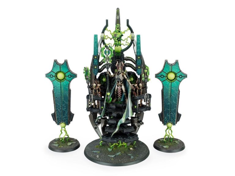 Miniatura del Rey Silente Necrones en su Trono del Dominio