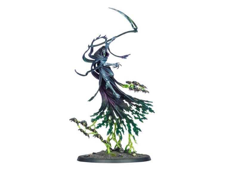 Miniatura Portador de la Noche Necrón sobre peana de 90 mm