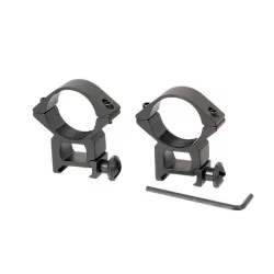 Anillas altas de 30mm de metal negro, perfectas para acoplar visores o linternas.