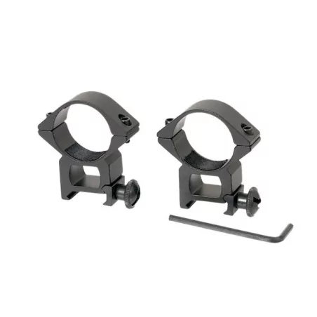 Anillas altas de 30mm de metal negro, perfectas para acoplar visores o linternas.