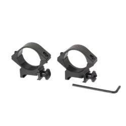 Anillas bajas de 30mm de metal negro, ideales para acoplar visores o linternas.