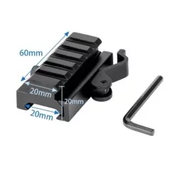 Montura elevada de 60mm con anclaje QD negro, ideal para mejorar la posición de las miras.