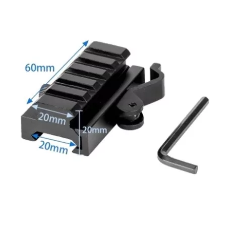 Montura elevada de 60mm con anclaje QD negro, ideal para mejorar la posición de las miras.