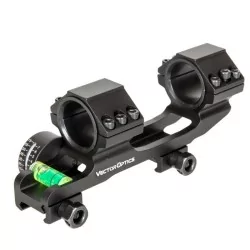 Montura doble Vector Optics con nivel, ideal para visores y precisión en disparos.