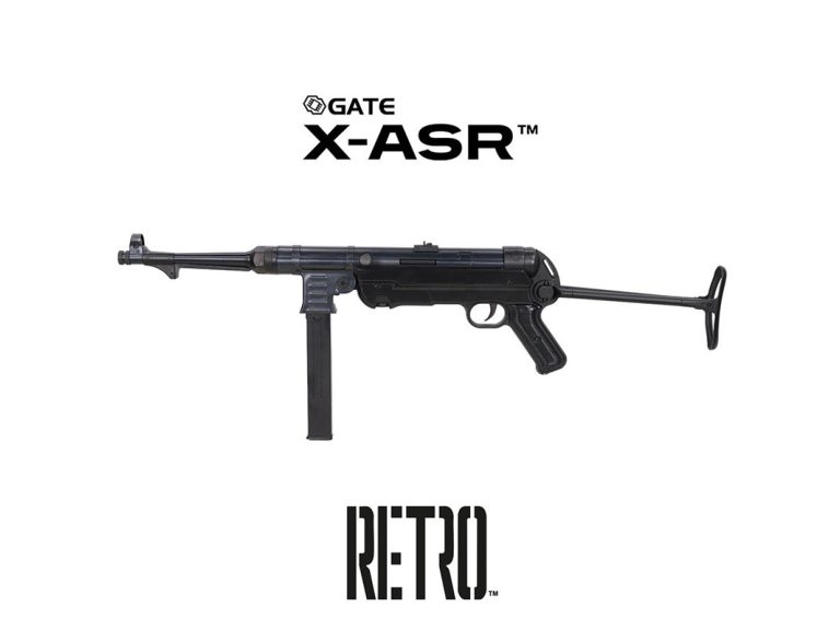 Vista frontal del subfusil Specna Arms MP40 Retro AEG negro