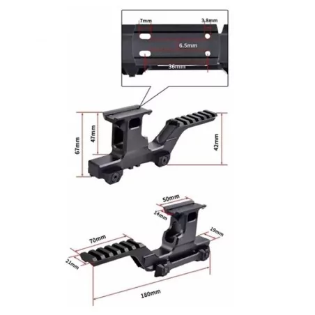 Montura doble elevada negra tipo hydra especial t1