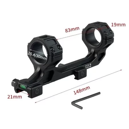 Montura metálica para visor One Piece GE01 negra con nivel de ajuste, perfecta para tiradores selectos y snipers.