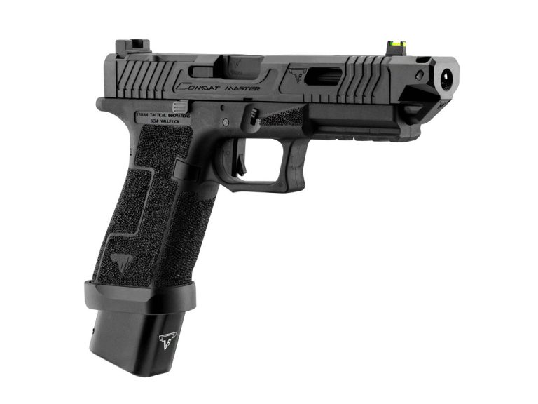 Pistola de airsoft TTI Ballerina CNC negra vista lateral