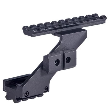 Montura rail para pistola, compatible con la mayoría de modelos como Glock, Hi-Capa y 1911, fabricada en polímero negro.