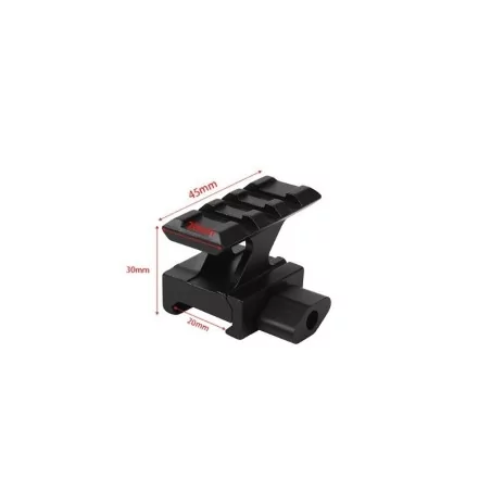 Montura metálica elevada para red dot T1, con anclaje sin herramientas, compatible con rail picatinny de 20 mm.