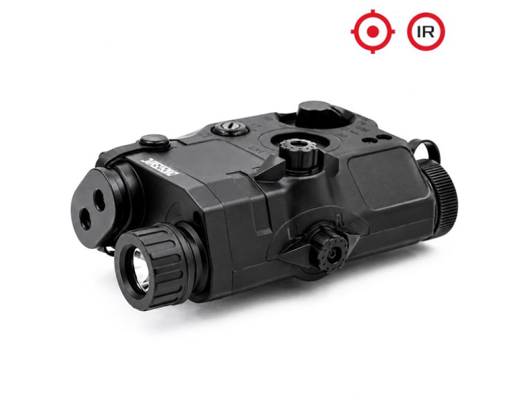 Linterna táctica Arsenic Anpeq laser rojo negra en vista frontal
