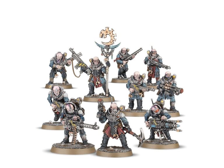 Escuadra de Híbridos Neófitos Cultos Genestealer apuntando