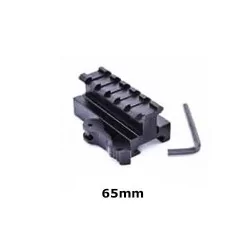 Rail elevador 65 mm QD, mejora el encare de la máscara, fabricado en metal negro.