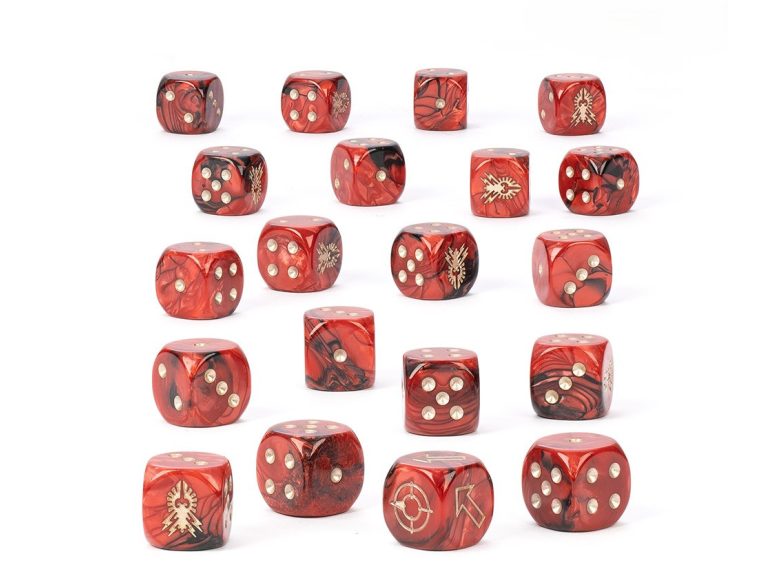 Dados de la Legio Custodes rojos y dorados