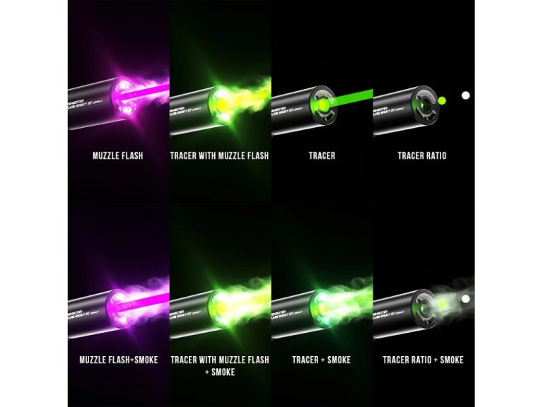 Trazador fogonazo E-Shooter V903 humo funcionalidades