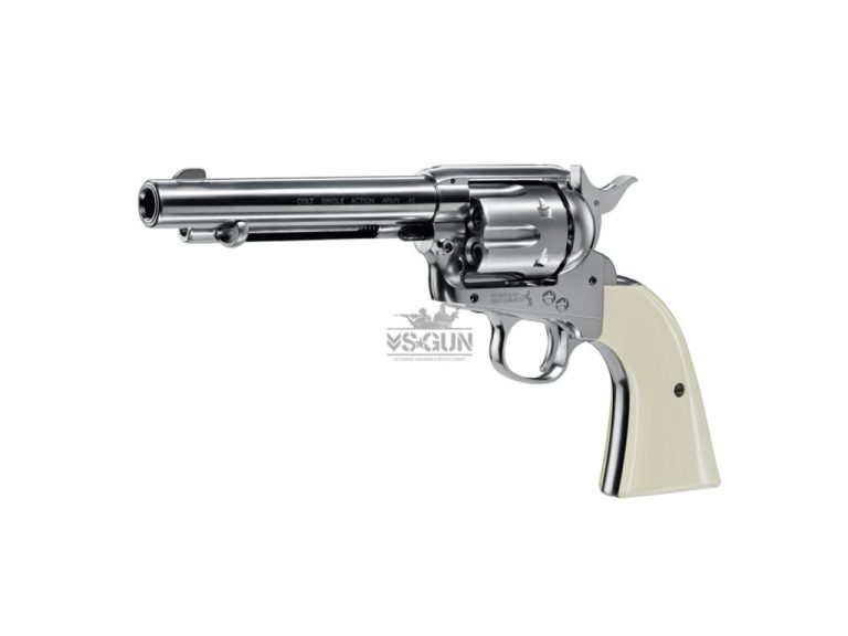 Revolver 4.5mm Umarex SAA .45 Peacemaker plata lateral