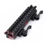 Montura 140 mm con anclajes QD y rail 45º, eleva las miras para una posición más cómoda al disparar, fabricada en metal negro.
